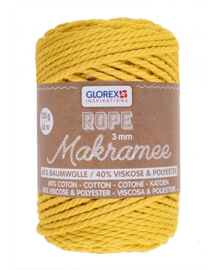 Makramee Rope 3mm 250g gedreht, senfgelb - Kidis Art