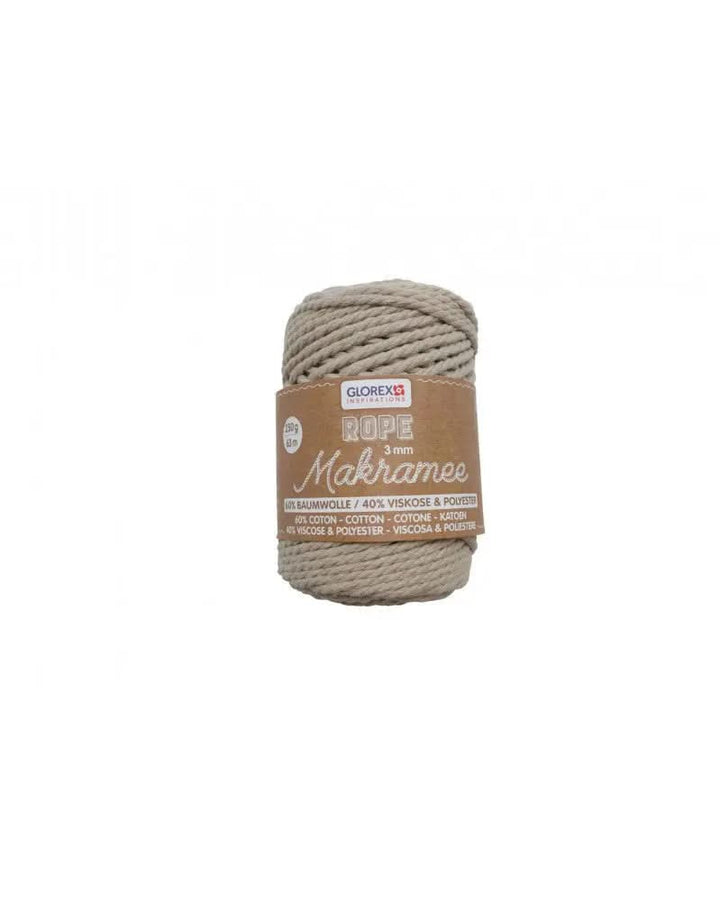 Makramee Rope 3mm 250g gedreht, taupe - Kidis Art