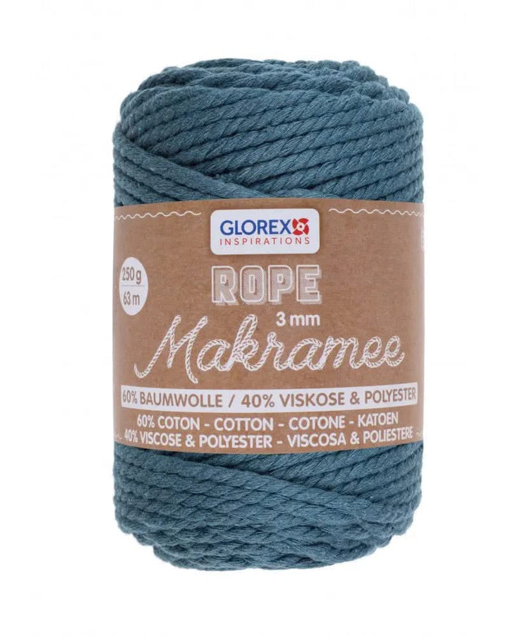 Makramee Rope 3mm 250g gedreht, türkis - Kidis Art