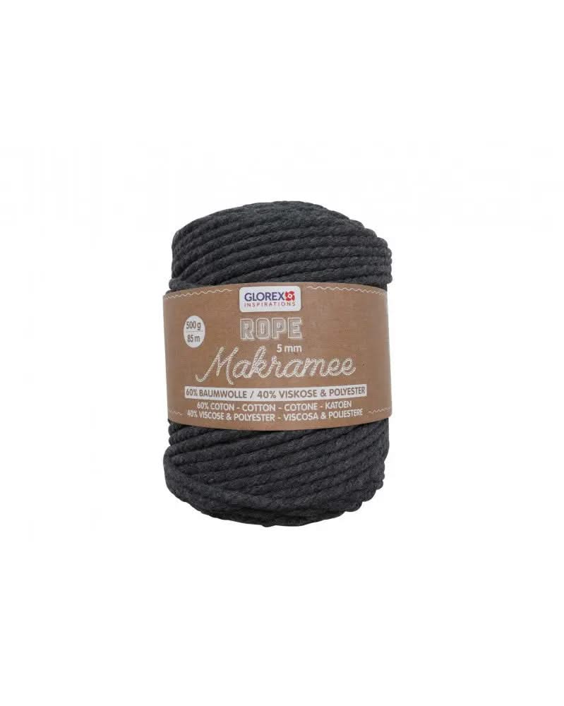 Makramee Rope 5mm 500g gedreht, anthrazit - Kidis Art