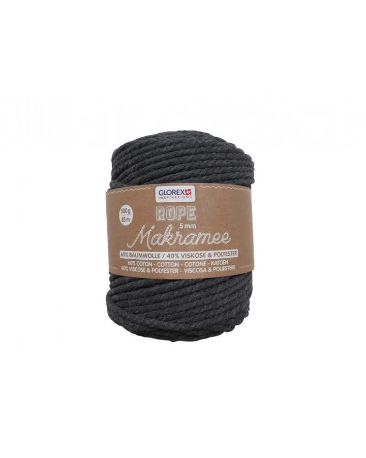 Makramee Rope 5mm 500g gedreht, anthrazit