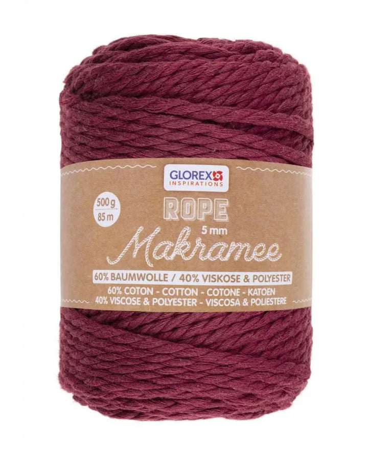 Makramee Rope 5mm 500g gedreht, bordeaux