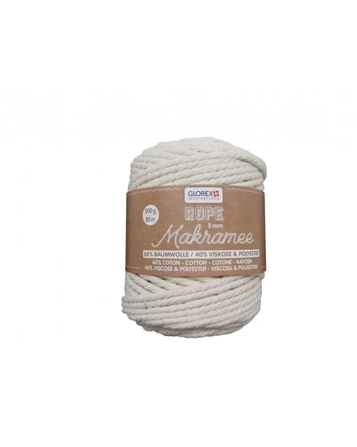 Makramee Rope 5mm 500g gedreht, creme