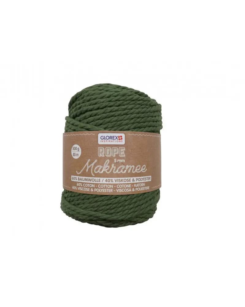 Makramee Rope 5mm 500g gedreht, oliv - Kidis Art