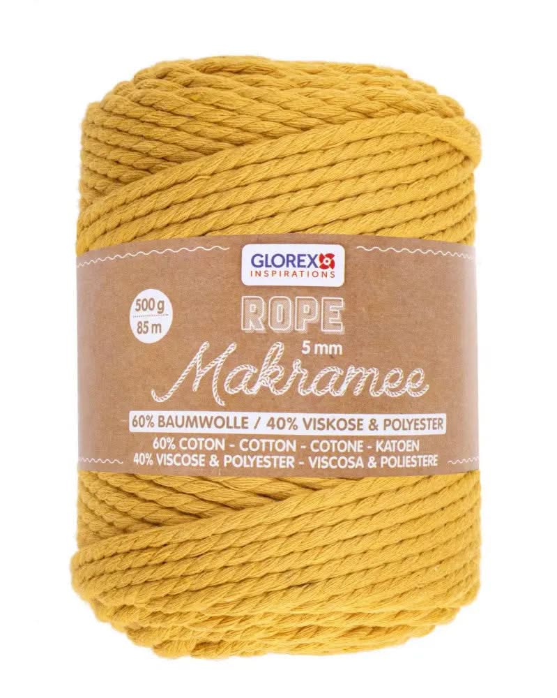 Makramee Rope 5mm 500g gedreht, senfgelb - Kidis Art