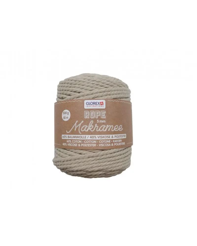 Makramee Rope 5mm 500g gedreht, taupe - Kidis Art
