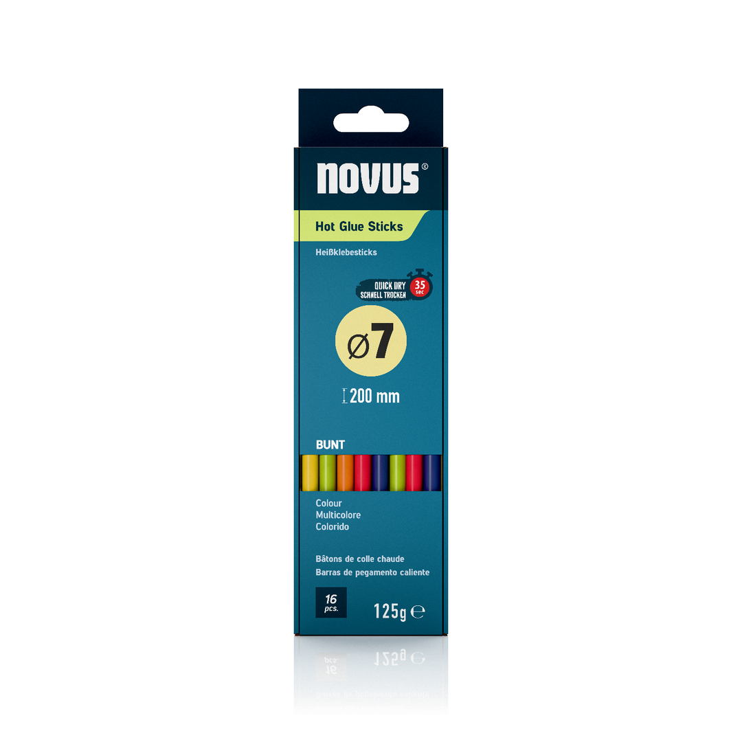 Heißklebesticks farbig sortiert  7 mm,  16 Stück per Pack