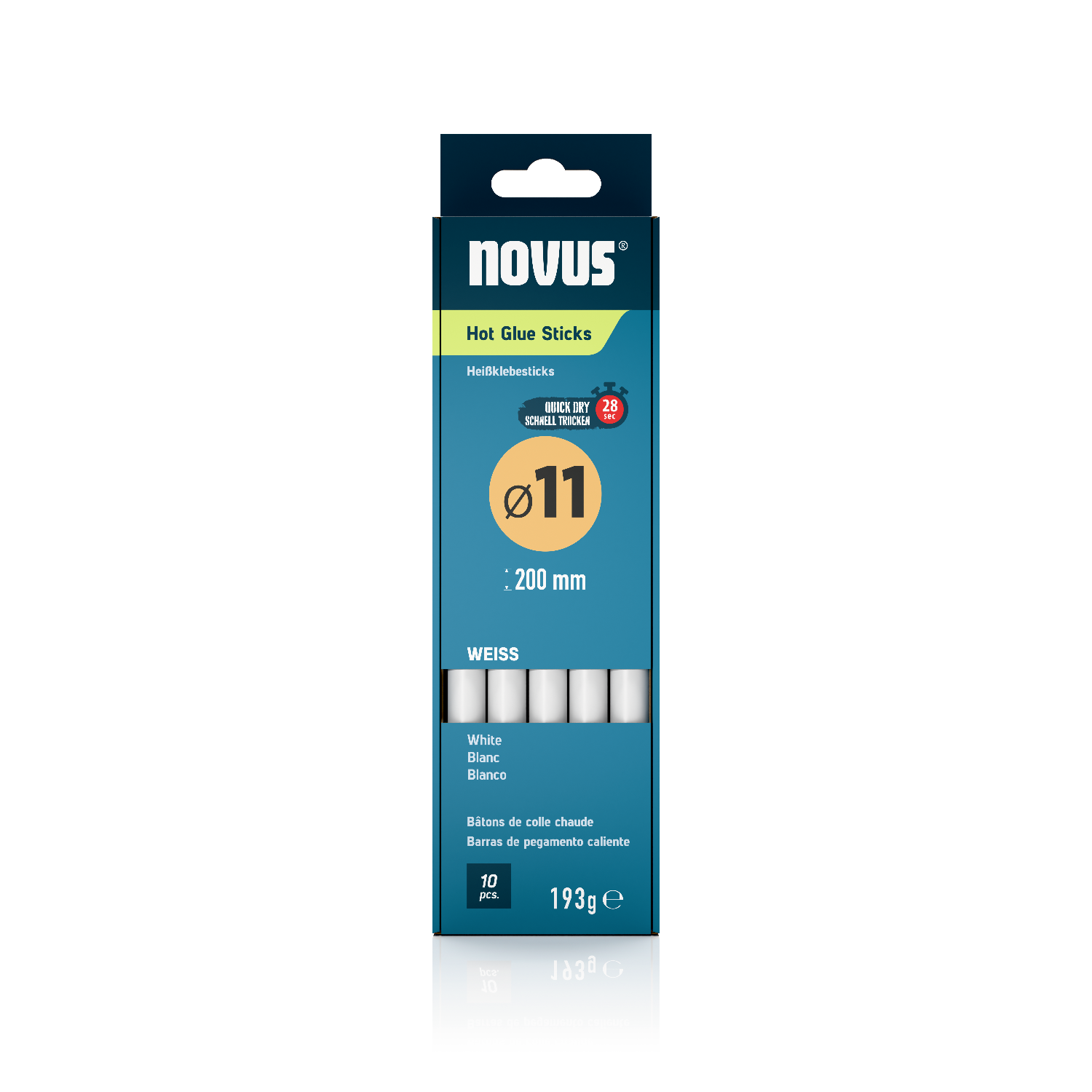 Heißklebesticks weiss  11 mm,  10 Stück per Pack