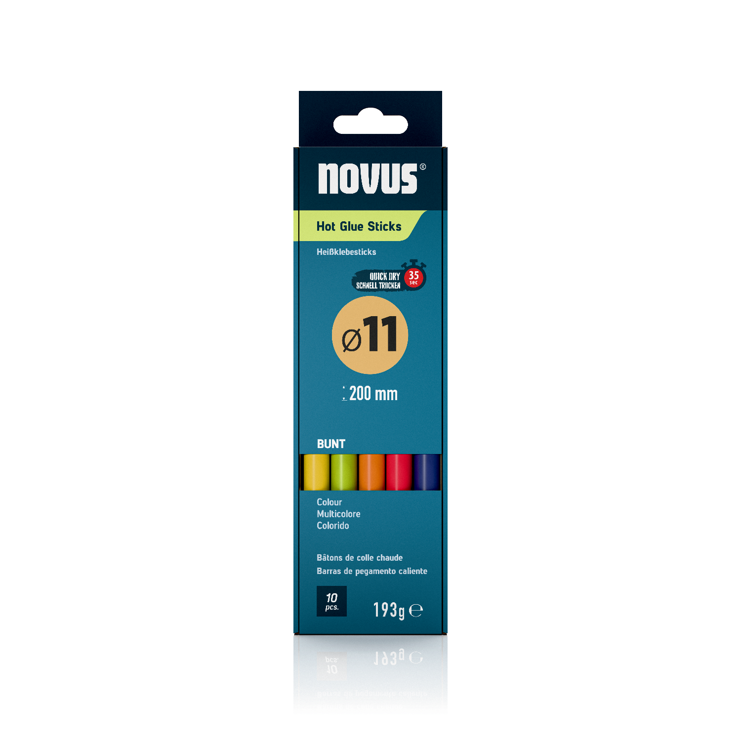 Heißklebesticks farbig sortiert  11 mm,  10 Stück per Pack