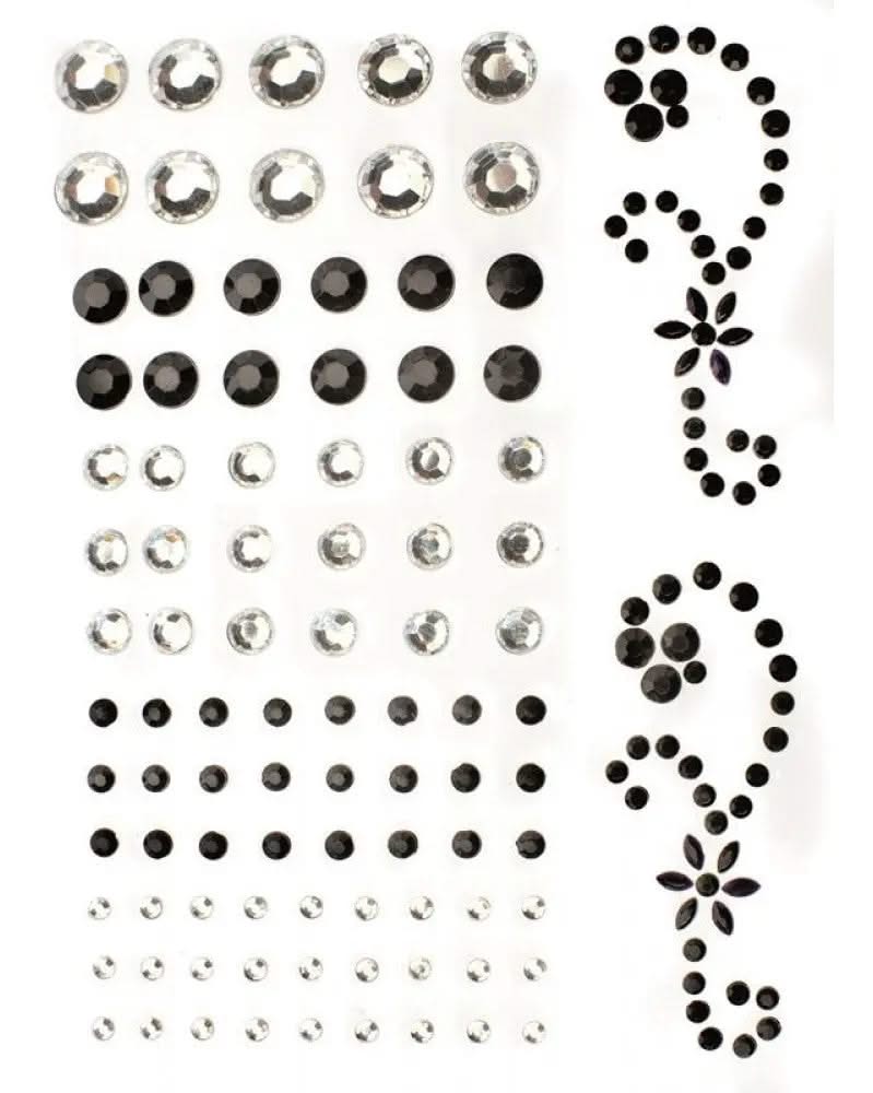 P&D Crystal und schwarz assort selbstklebend 67St 2-8mm - Kidis Art