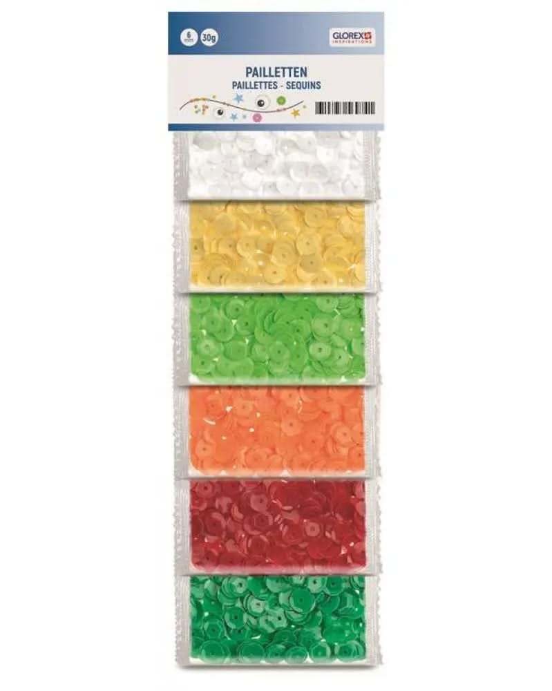 Pailletten, 6mm, 6Fb., 30g - Kidis Art