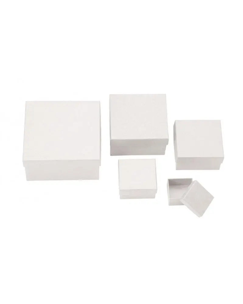 Papp-Quadratboxen-Set 5-teilig weiss 5,3x5,3cm bis 14x14cm