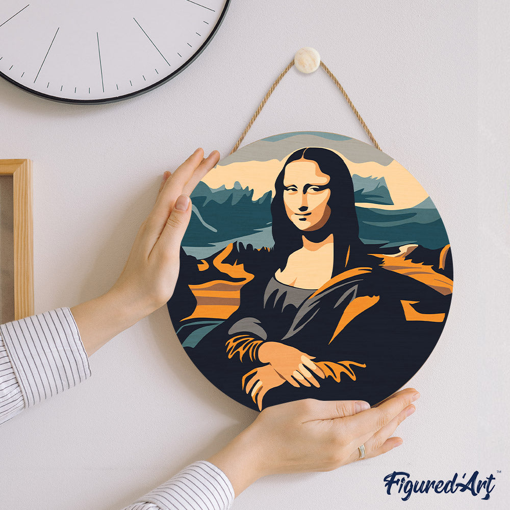 Malen nach Zahlen auf Holzscheibe – Mona Lisa