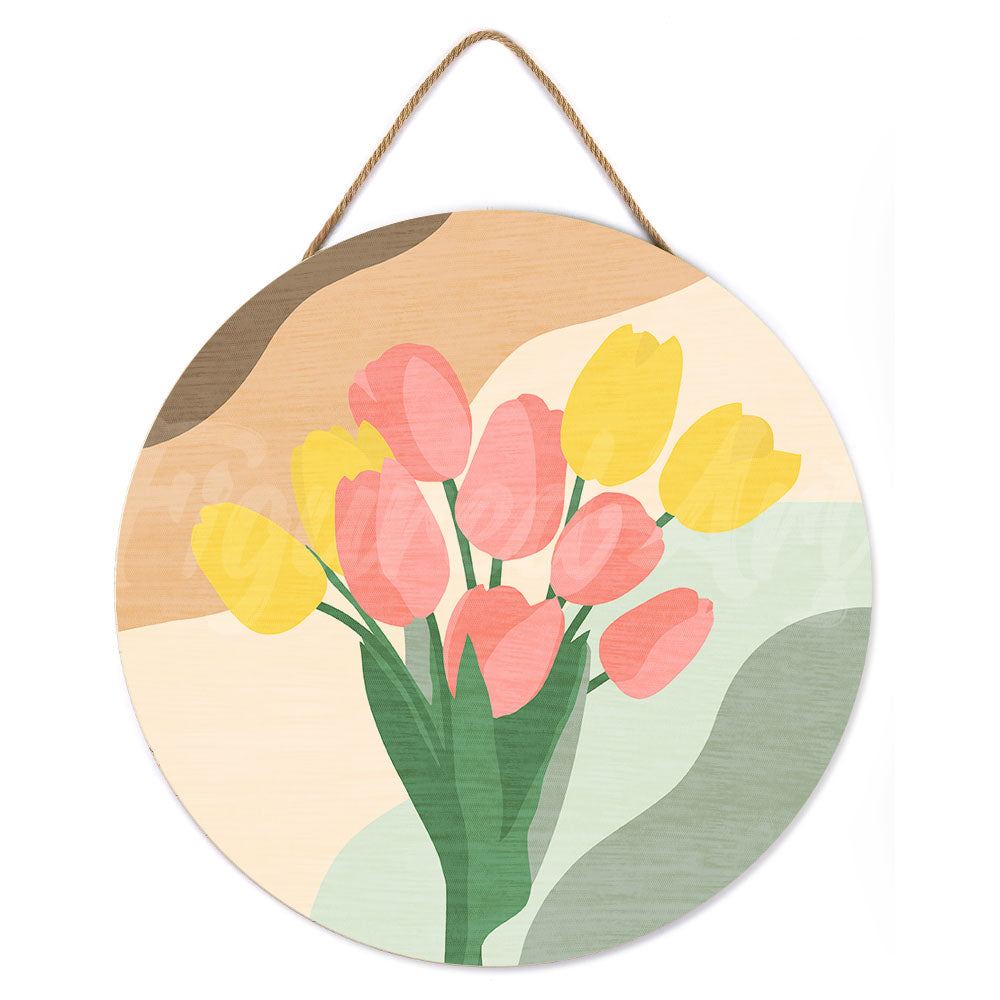 Malen nach Zahlen auf Holzscheibe – Tulpenstrauß - Kidis Art