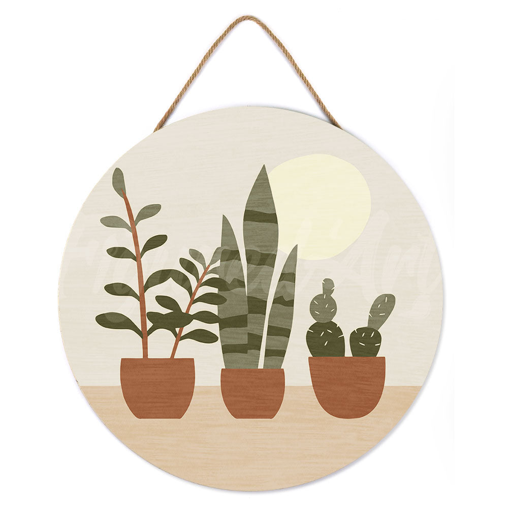 Malen nach Zahlen auf Holzscheibe – Sukkulenten