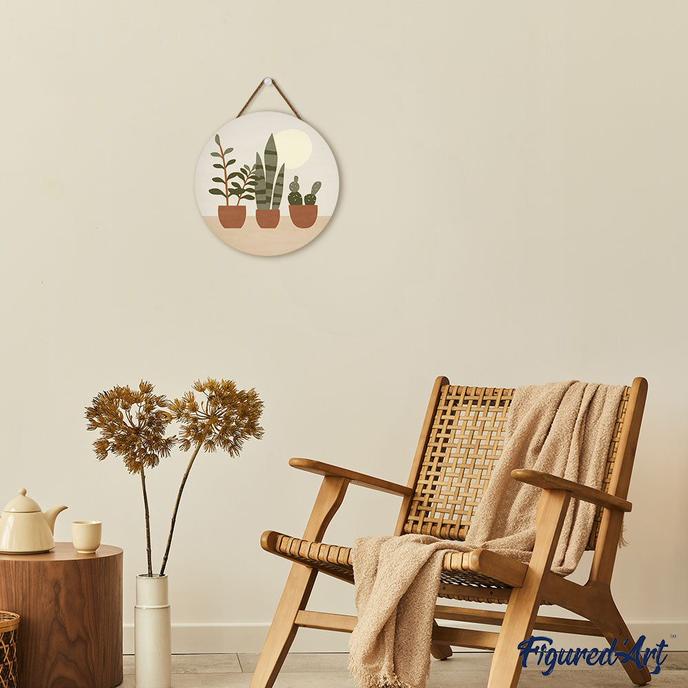 Malen nach Zahlen auf Holzscheibe – Sukkulenten