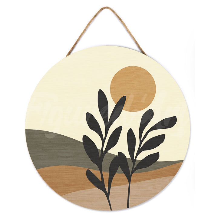 Malen nach Zahlen auf Holzscheibe – Landschaft und Pflanze