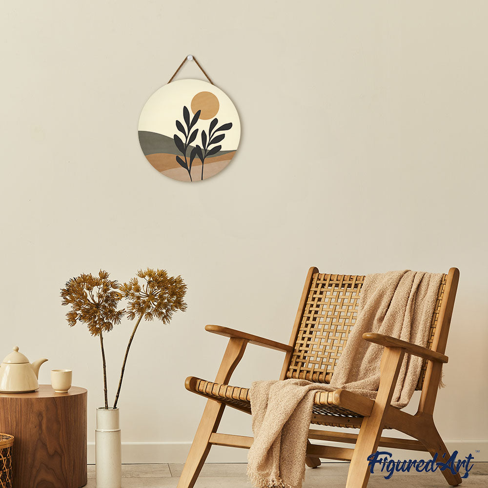 Malen nach Zahlen auf Holzscheibe – Landschaft und Pflanze