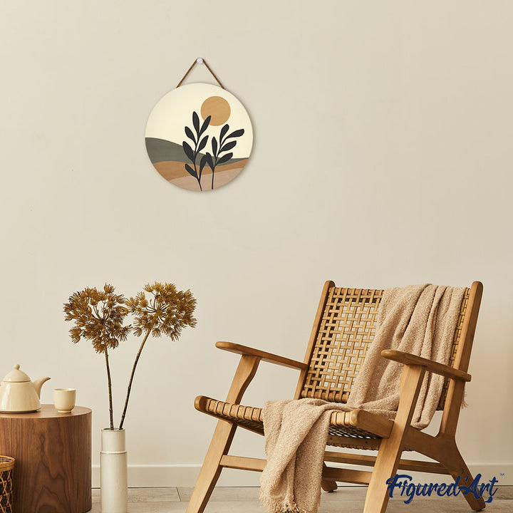 Malen nach Zahlen auf Holzscheibe – Landschaft und Pflanze