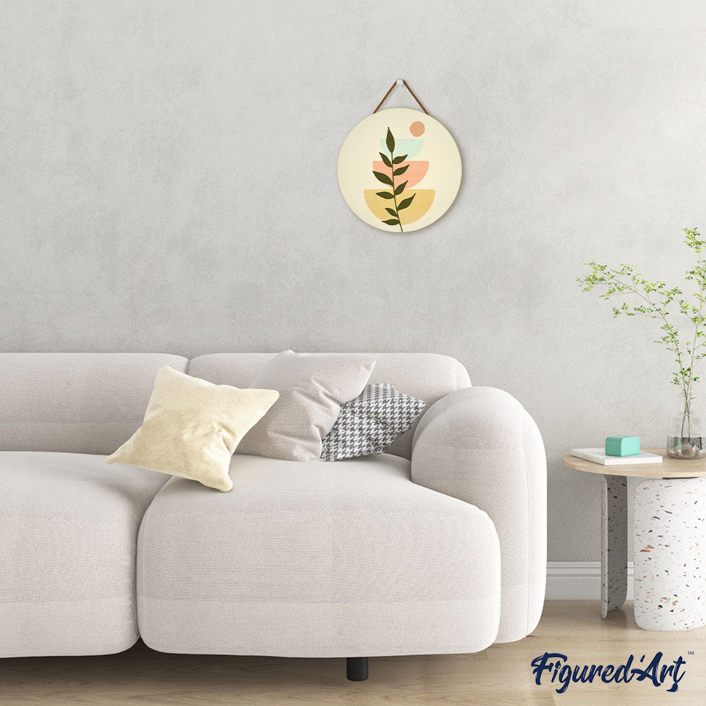 Malen nach Zahlen auf Holzscheibe – Pflanze 2