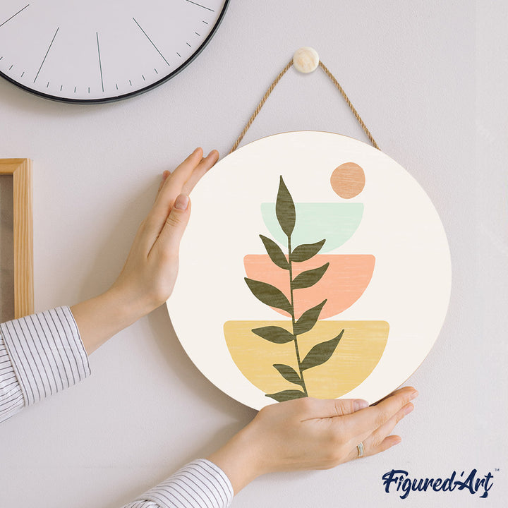 Malen nach Zahlen auf Holzscheibe – Pflanze 2