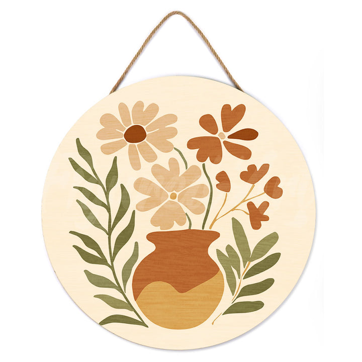 Malen nach Zahlen auf Holzscheibe – Blumentopf