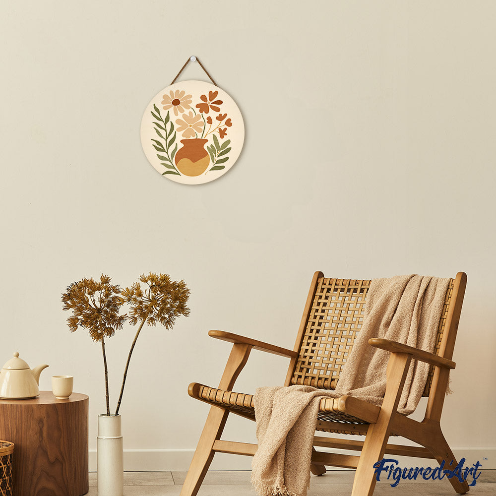 Malen nach Zahlen auf Holzscheibe – Blumentopf