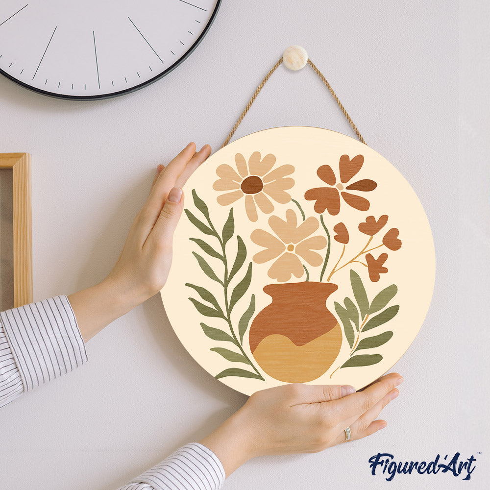Malen nach Zahlen auf Holzscheibe – Blumentopf - Kidis Art