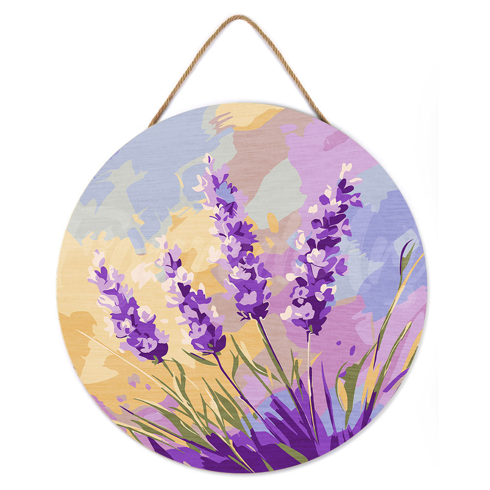 Malen nach Zahlen auf Holzscheibe – Lavendel - Kidis Art