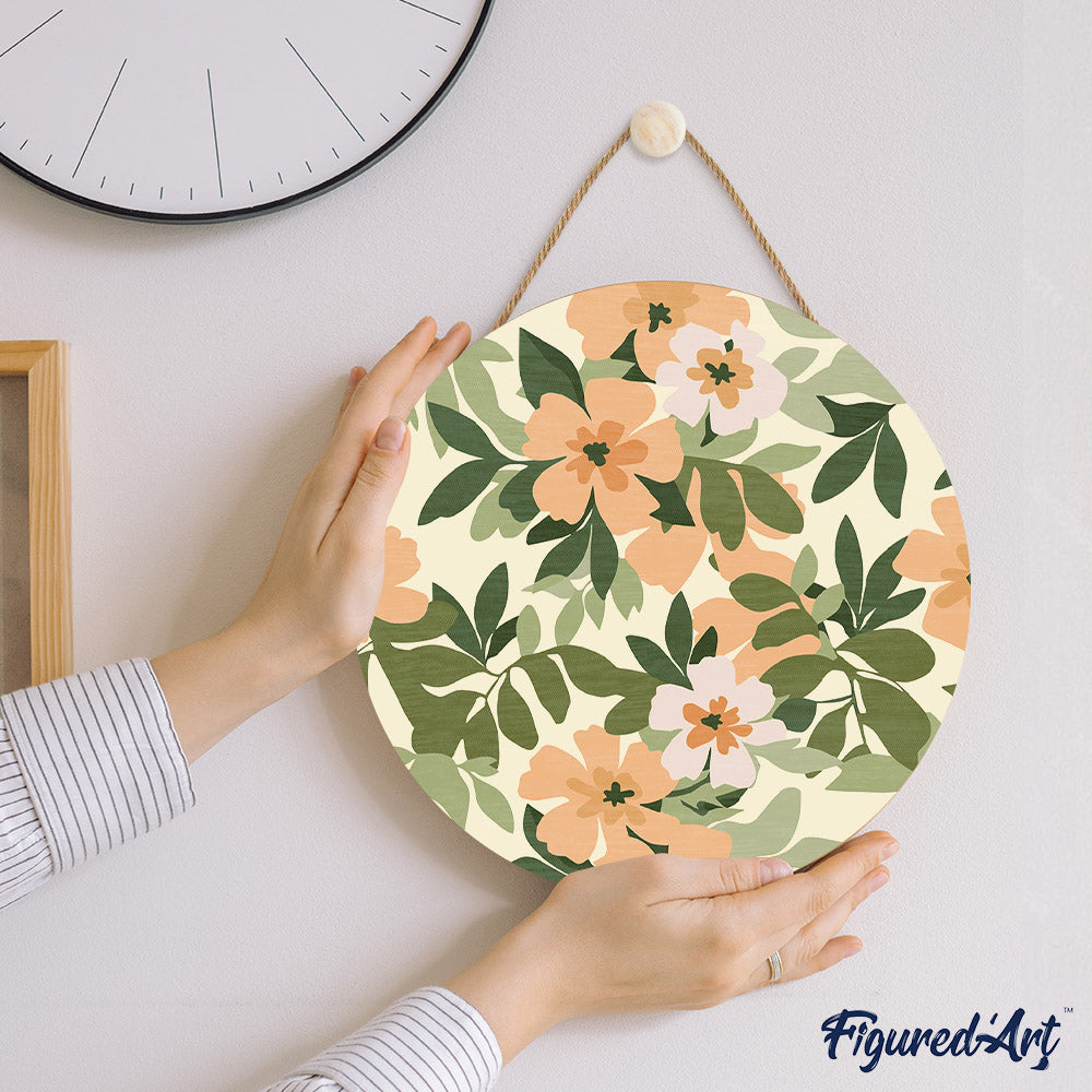 Malen nach Zahlen auf Holzscheibe – Blumenmuster