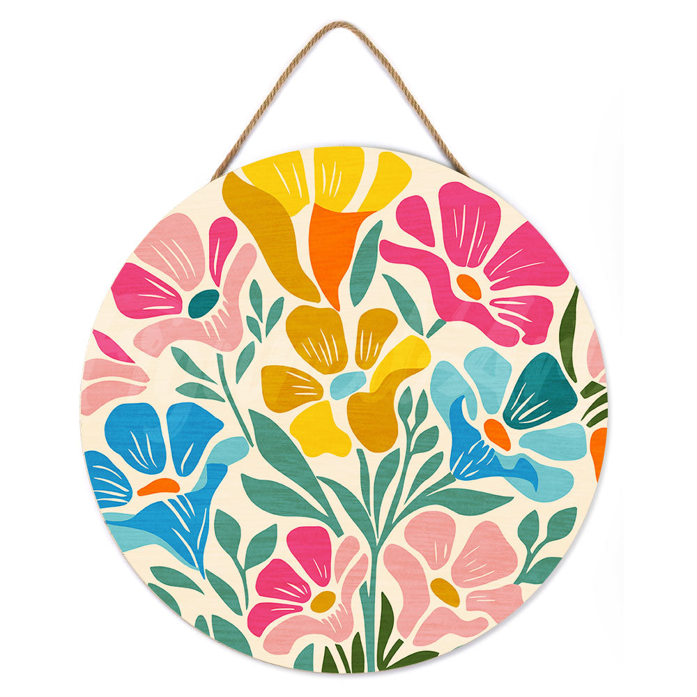 Malen nach Zahlen auf Holzscheibe – Buntes Blumenmuster - Kidis Art