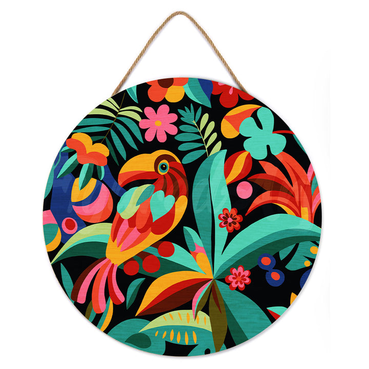 Malen nach Zahlen auf Holzscheibe – Abstrakter Tukan