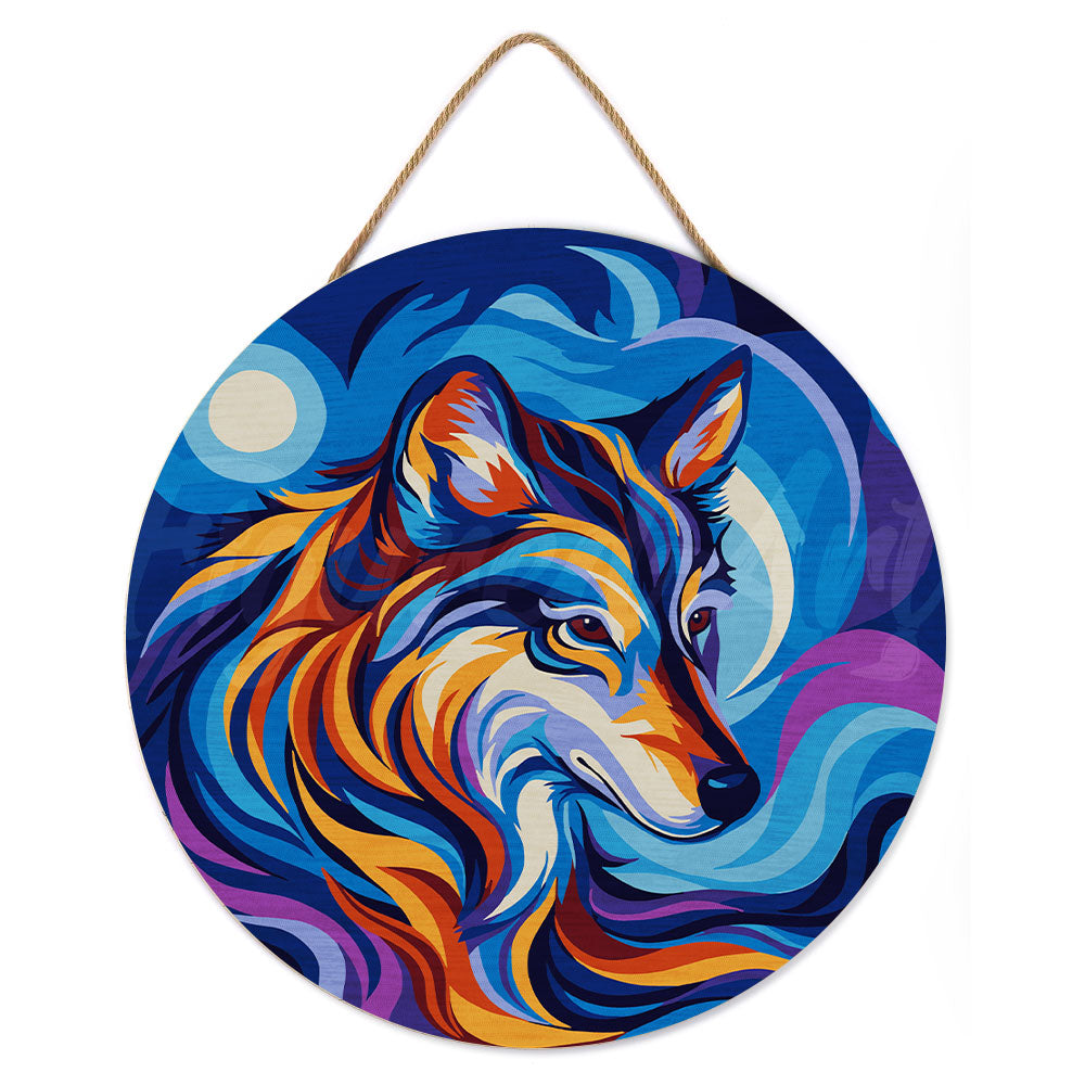 Malen nach Zahlen auf Holzscheibe – Wolf - Kidis Art
