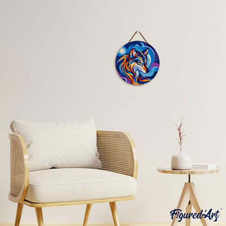 Malen nach Zahlen auf Holzscheibe – Wolf