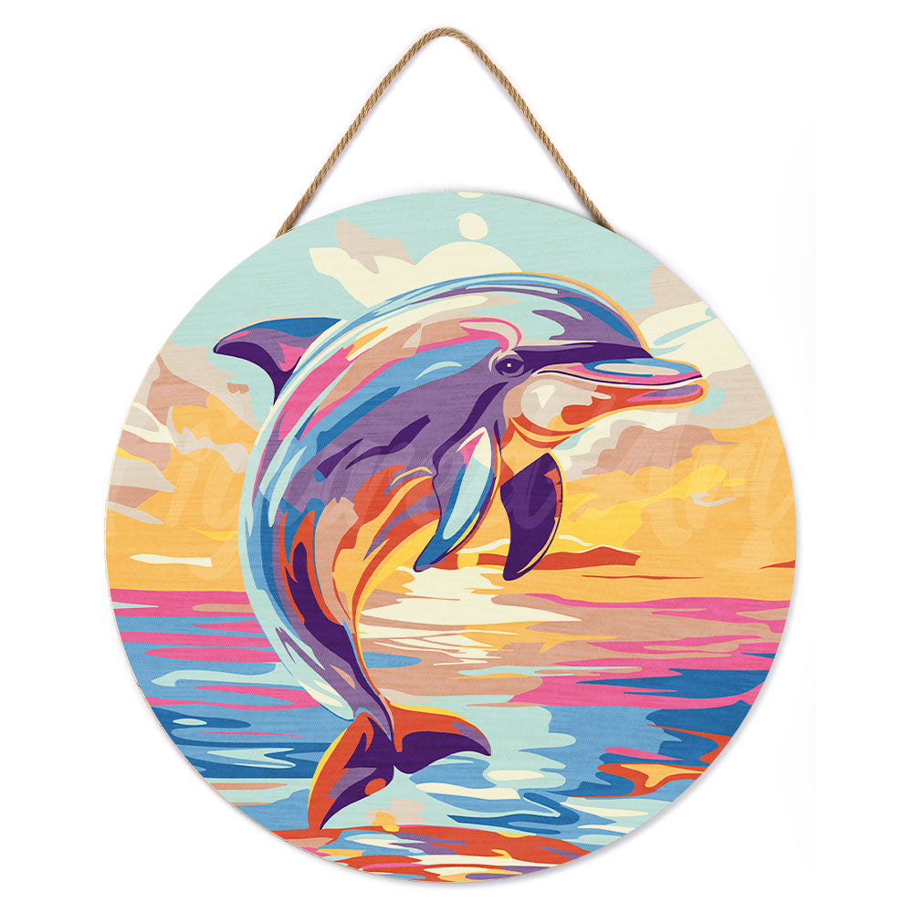 Malen nach Zahlen auf Holzscheibe – Delfin - Kidis Art