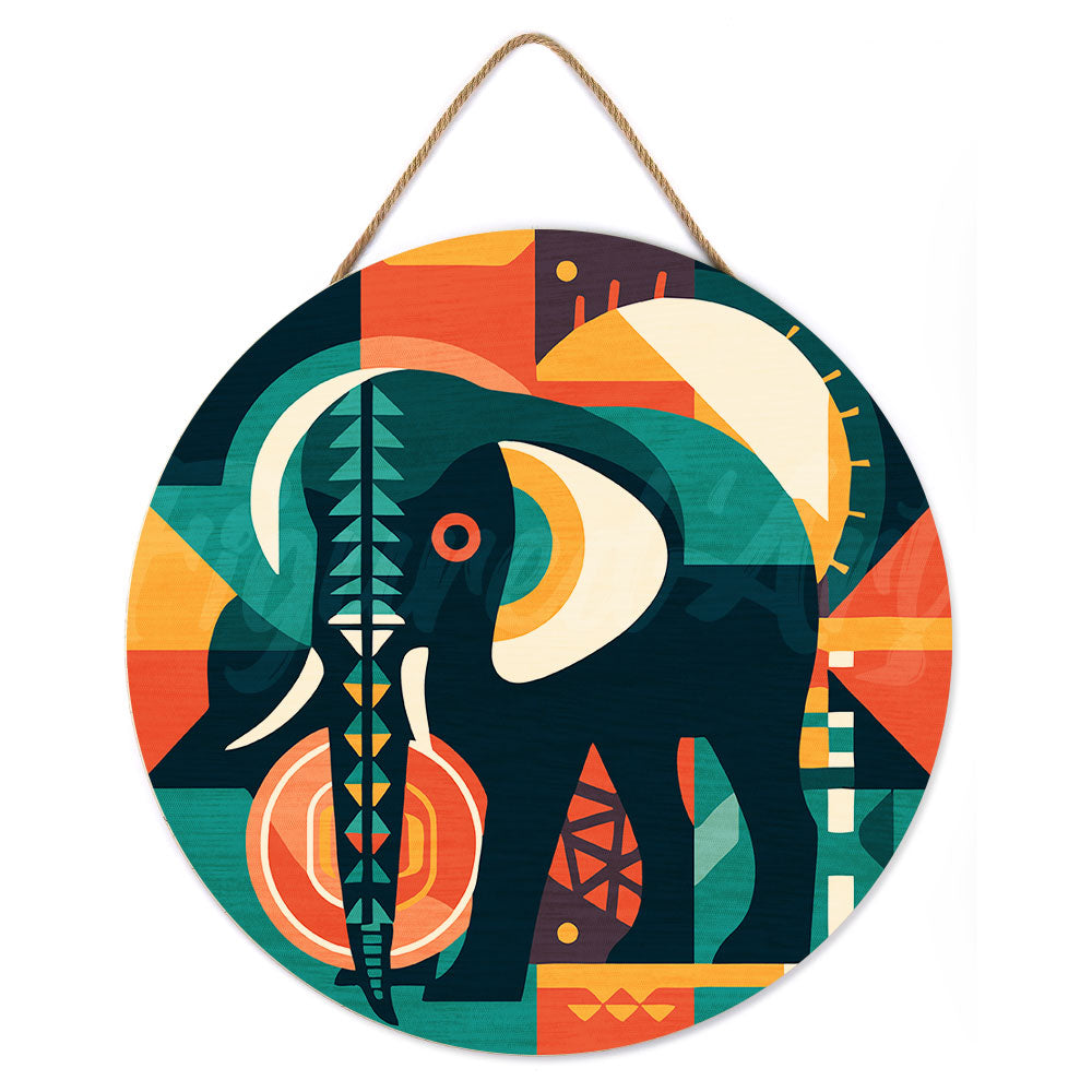 Malen nach Zahlen auf Holzscheibe – Elefant im Art-Déco-Stil - Kidis Art
