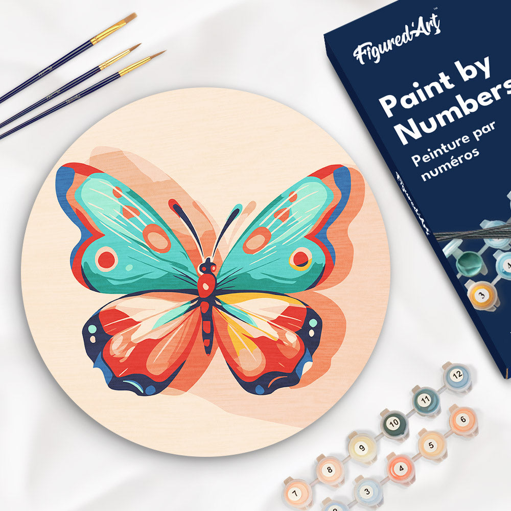 Malen nach Zahlen auf Holzscheibe – Schmetterling - Kidis Art
