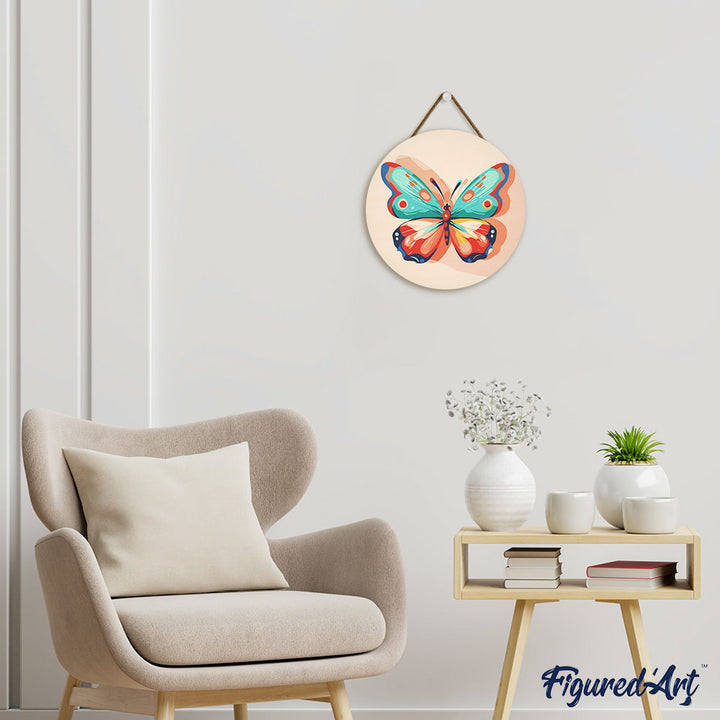 Malen nach Zahlen auf Holzscheibe – Schmetterling