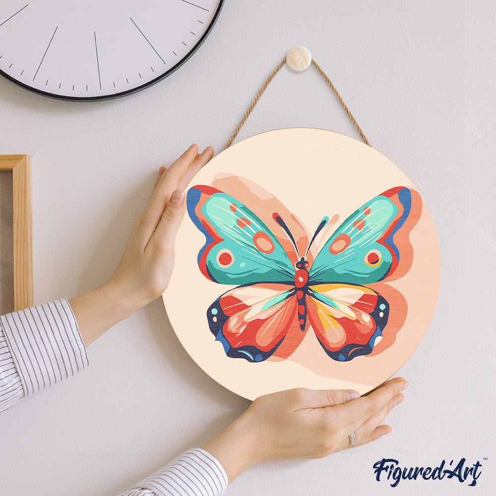 Malen nach Zahlen auf Holzscheibe – Schmetterling - Kidis Art
