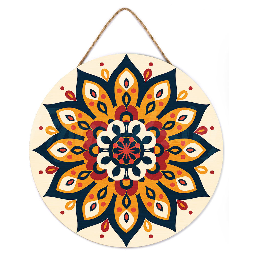 Malen nach Zahlen auf Holzscheibe – Sonniges Mandala