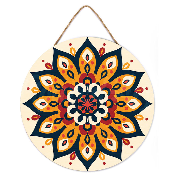 Malen nach Zahlen auf Holzscheibe – Sonniges Mandala