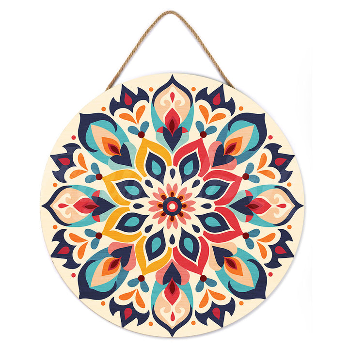 Malen nach Zahlen auf Holzscheibe – Blumenmandala