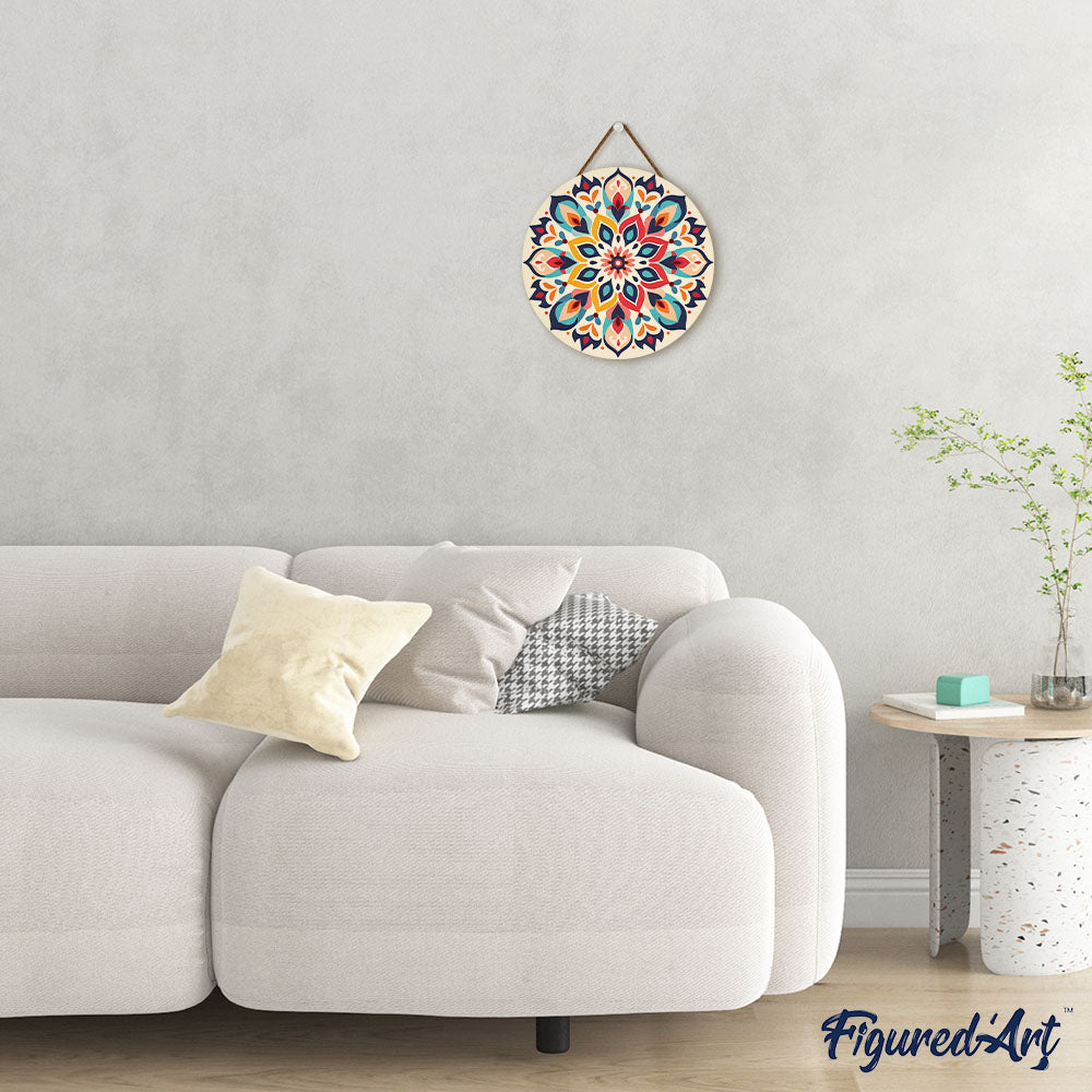 Malen nach Zahlen auf Holzscheibe – Blumenmandala - Kidis Art