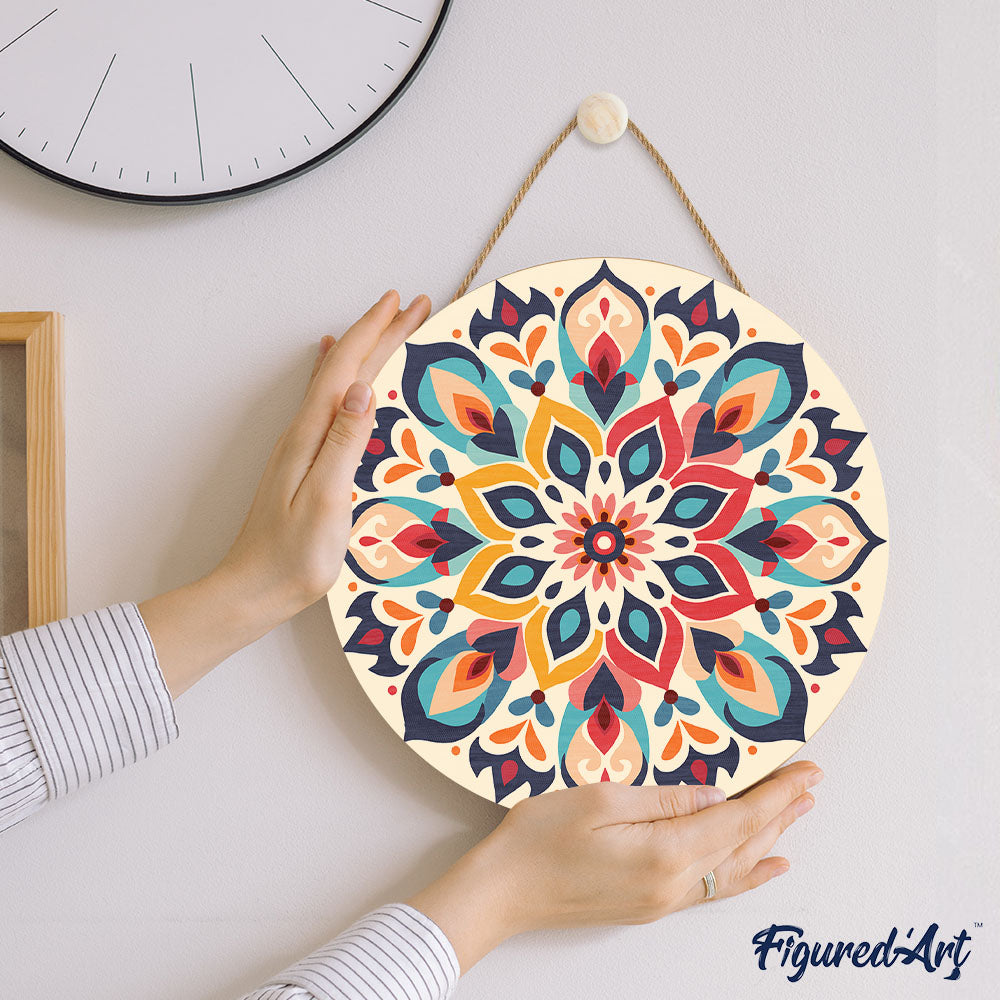 Malen nach Zahlen auf Holzscheibe – Blumenmandala - Kidis Art