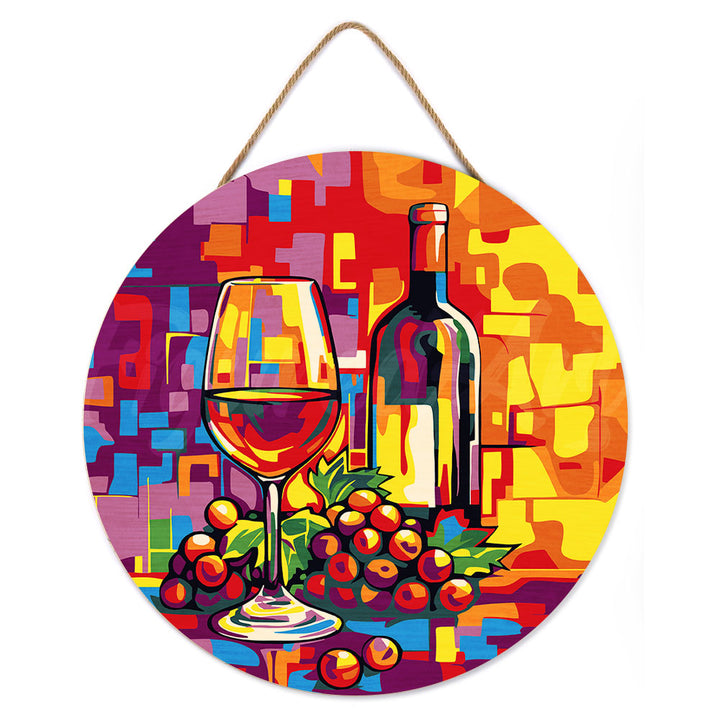 Malen nach Zahlen auf Holzscheibe – Wein und Trauben