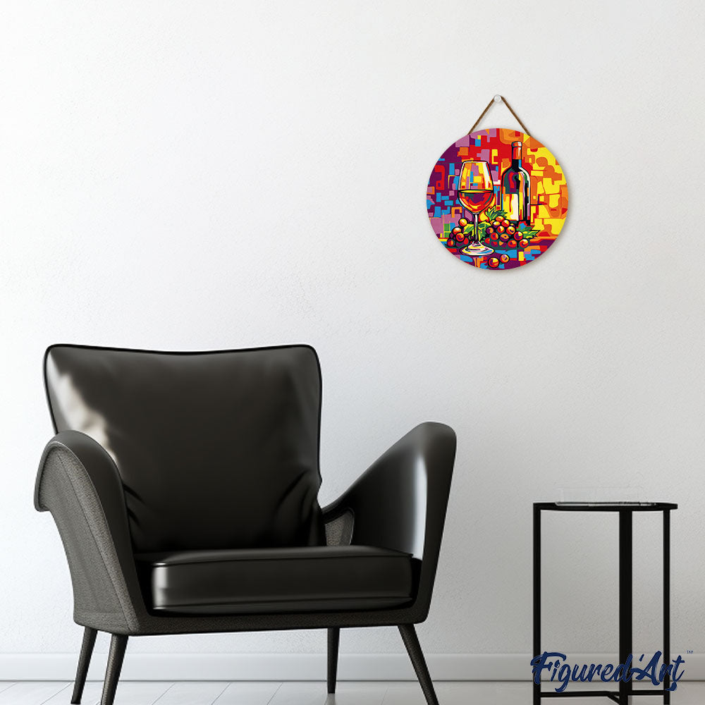 Malen nach Zahlen auf Holzscheibe – Wein und Trauben