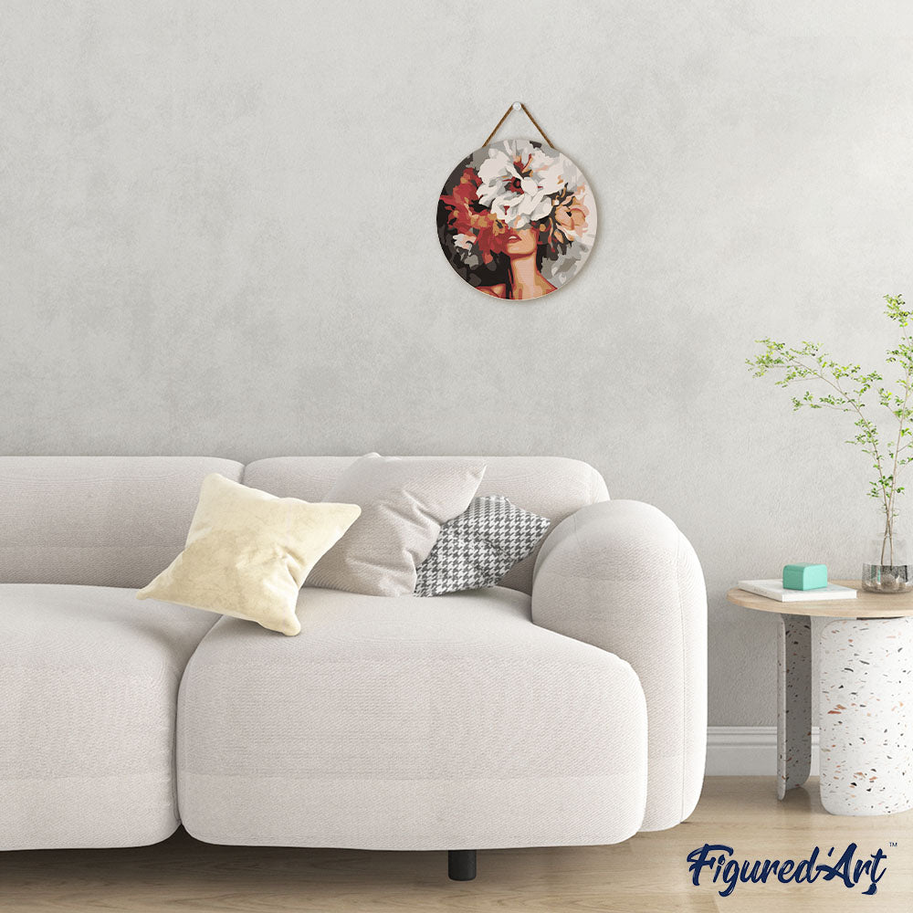 Malen nach Zahlen auf Holzscheibe – Schönheit hinter Blumen