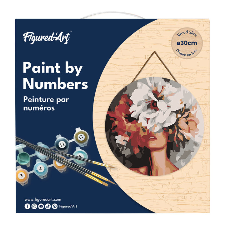 Malen nach Zahlen auf Holzscheibe – Schönheit hinter Blumen