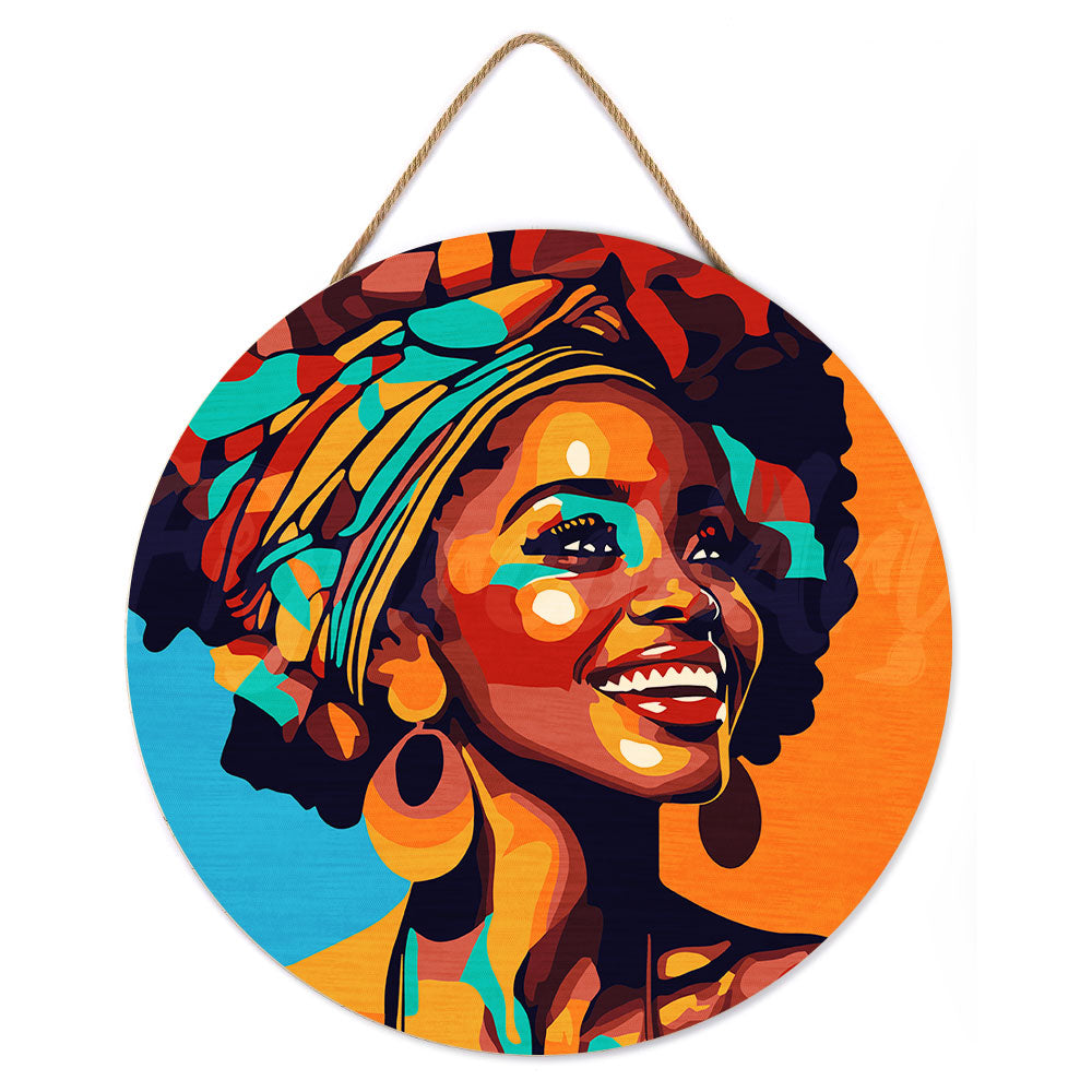 Malen nach Zahlen auf Holzscheibe – Afrikanische Königin Pop Art - Kidis Art