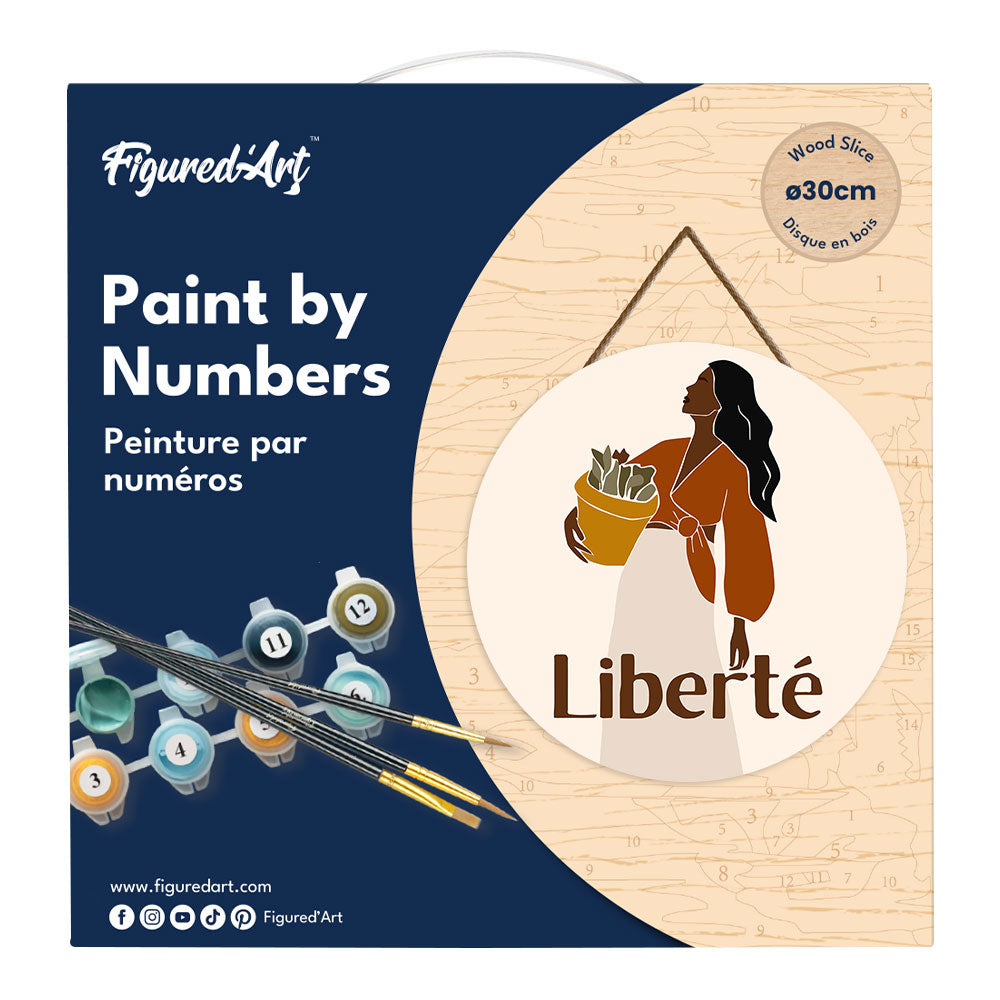 Malen nach Zahlen auf Holzscheibe – Freiheit
